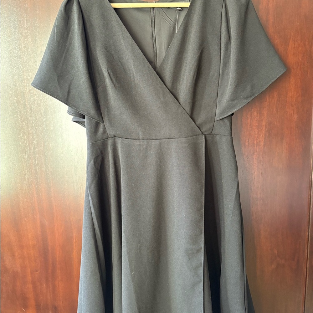 Madewell Black Flutter Sleeve Midi Dress